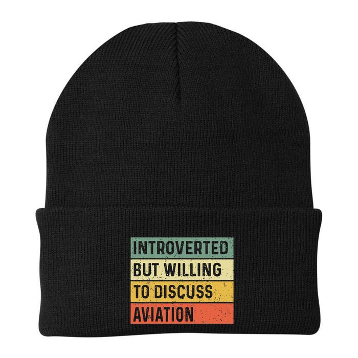 Introverted But Willing To Discuss Aviation Airplane Pilot Knit Cap Winter Beanie