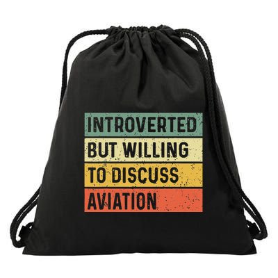 Introverted But Willing To Discuss Aviation Airplane Pilot Drawstring Bag