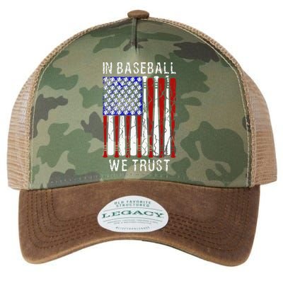 In Baseball We Trust Patriotic Baseball 4th Of July Legacy Tie Dye Trucker Hat