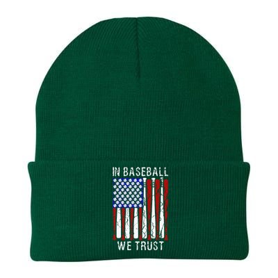 In Baseball We Trust Patriotic Baseball 4th Of July Knit Cap Winter Beanie