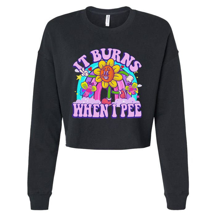 It Burns When I Pee Funny Sarcastic Ironic Inappropriate Cropped Pullover Crew