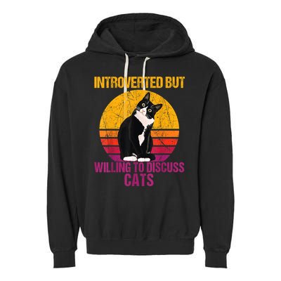 Introverted But Willing To Discuss Cats Garment-Dyed Fleece Hoodie