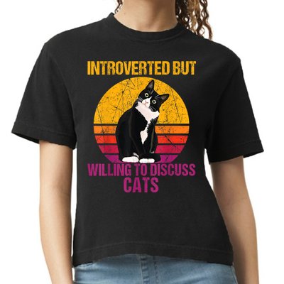 Introverted But Willing To Discuss Cats Comfort Colors Boxy T-Shirt
