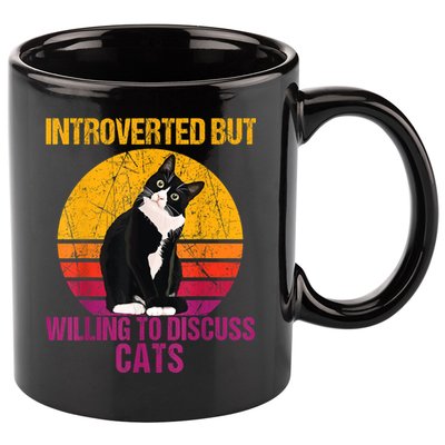 Introverted But Willing To Discuss Cats 11oz C Handle Ceramic Mug