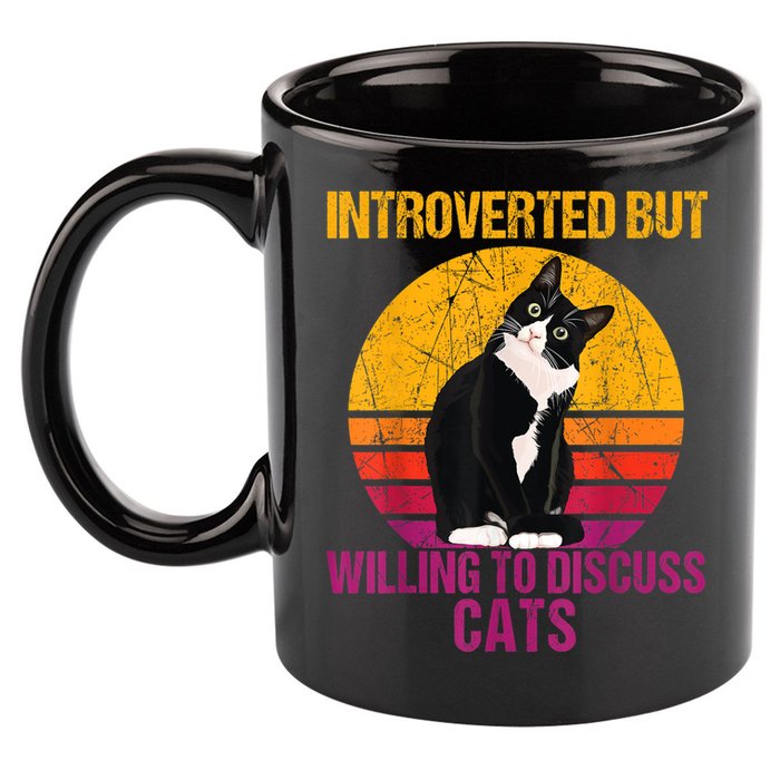 Introverted But Willing To Discuss Cats 11oz C Handle Ceramic Mug