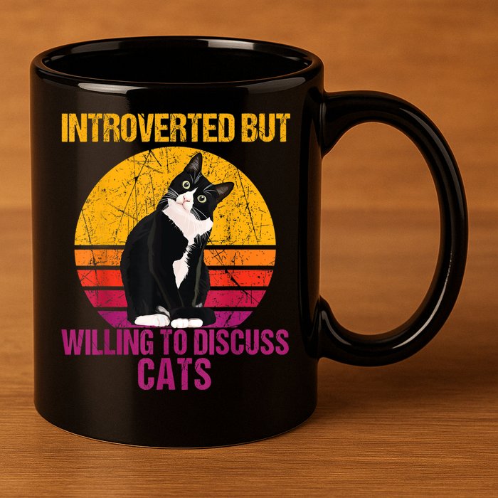 Introverted But Willing To Discuss Cats 11oz C Handle Ceramic Mug