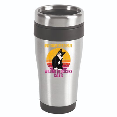 Introverted But Willing To Discuss Cats 16oz Travel Tumbler