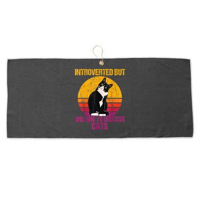 Introverted But Willing To Discuss Cats Large Microfiber Waffle Golf Towel