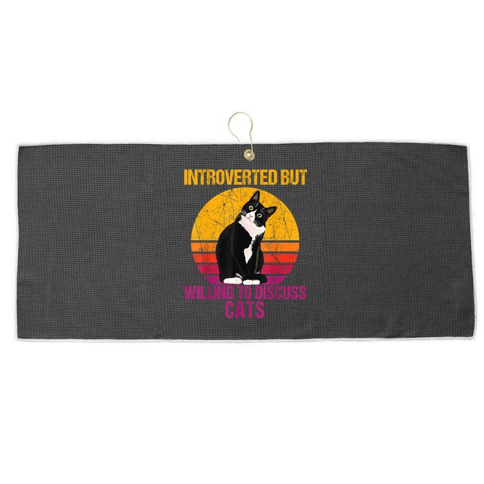 Introverted But Willing To Discuss Cats Large Microfiber Waffle Golf Towel