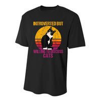 Introverted But Willing To Discuss Cats Youth Performance Sprint T-Shirt