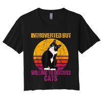 Introverted But Willing To Discuss Cats Crop Top