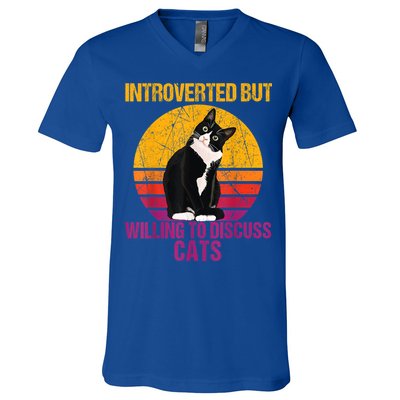 Introverted But Willing To Discuss Cats V-Neck T-Shirt