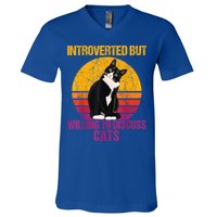 Introverted But Willing To Discuss Cats V-Neck T-Shirt