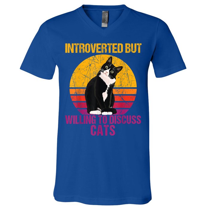 Introverted But Willing To Discuss Cats V-Neck T-Shirt