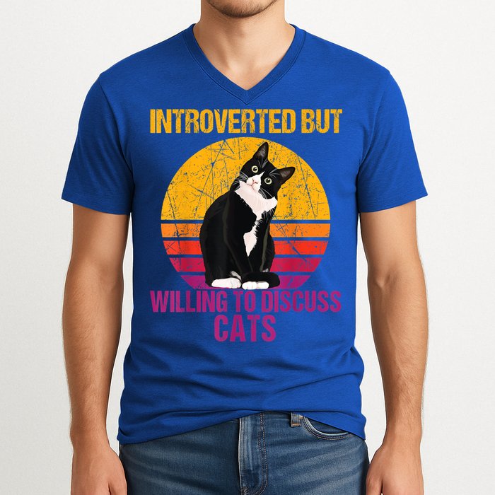 Introverted But Willing To Discuss Cats V-Neck T-Shirt