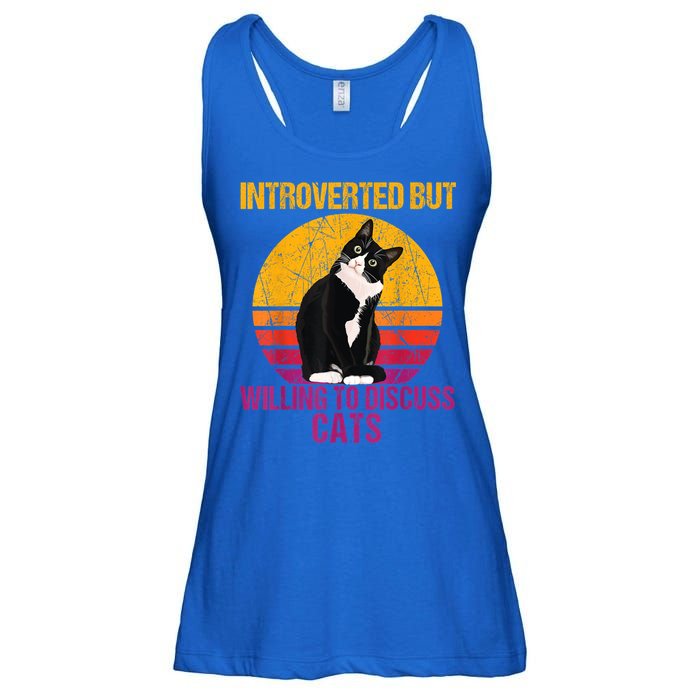 Introverted But Willing To Discuss Cats Ladies Essential Flowy Tank