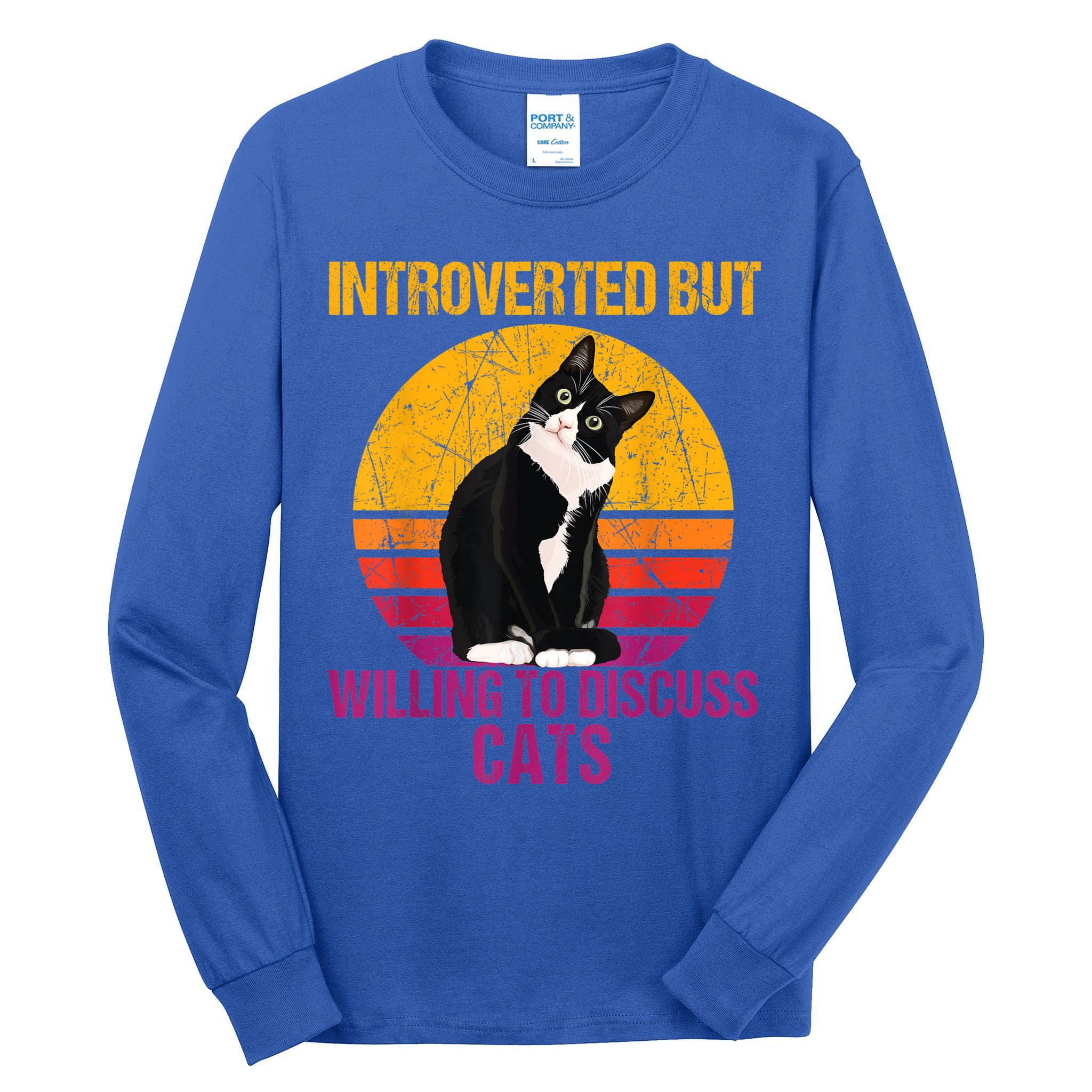 Introverted But Willing To Discuss Cats Tall Long Sleeve T-Shirt