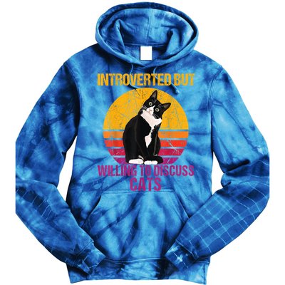 Introverted But Willing To Discuss Cats Tie Dye Hoodie