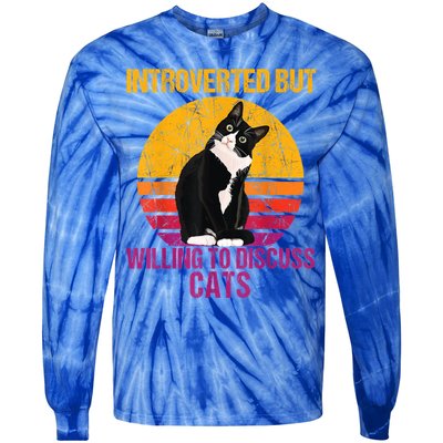 Introverted But Willing To Discuss Cats Tie-Dye Long Sleeve Shirt