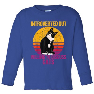 Introverted But Willing To Discuss Cats Toddler Long Sleeve Shirt