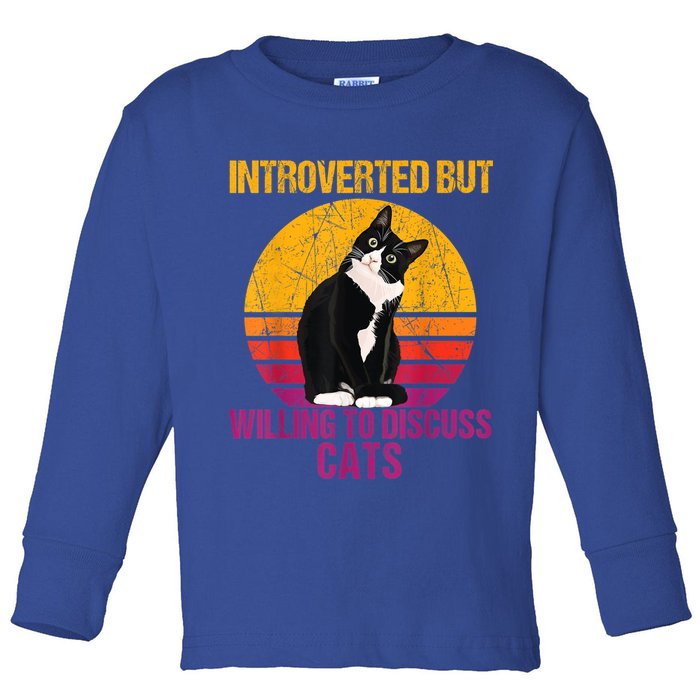 Introverted But Willing To Discuss Cats Toddler Long Sleeve Shirt
