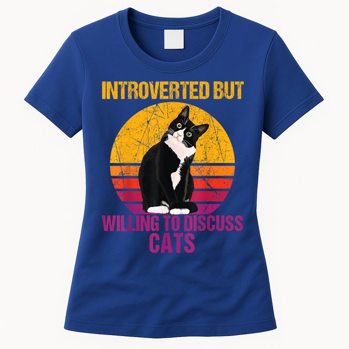 Introverted But Willing To Discuss Cats Womens T-Shirt