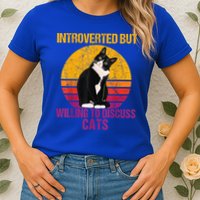 Introverted But Willing To Discuss Cats Womens T-Shirt