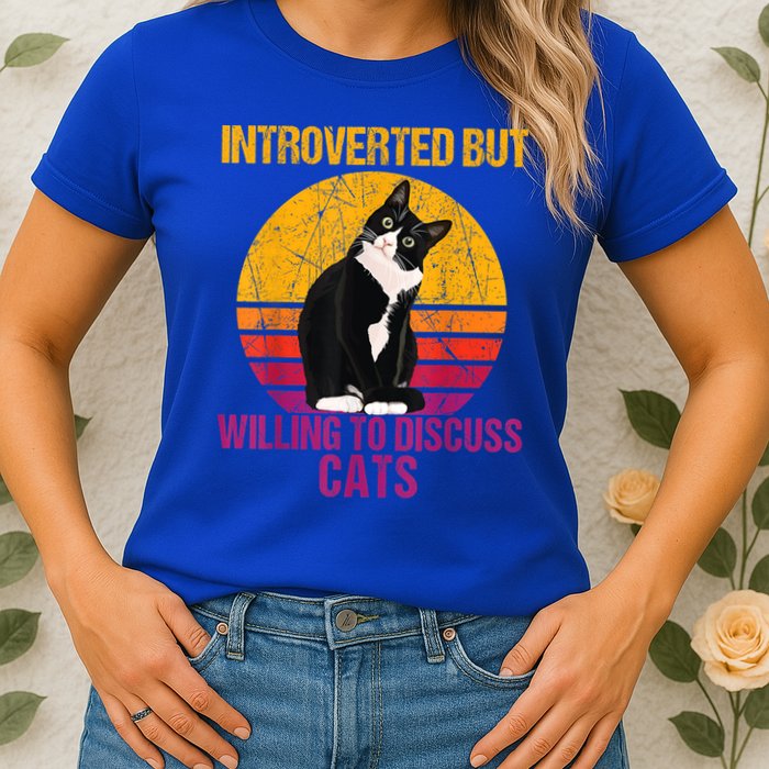 Introverted But Willing To Discuss Cats Womens T-Shirt