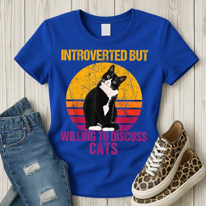 Introverted But Willing To Discuss Cats Womens T-Shirt