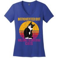 Introverted But Willing To Discuss Cats Women's V-Neck T-Shirt