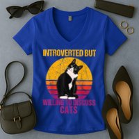 Introverted But Willing To Discuss Cats Women's V-Neck T-Shirt