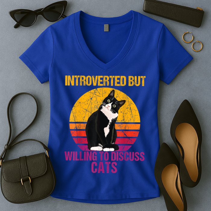 Introverted But Willing To Discuss Cats Women's V-Neck T-Shirt