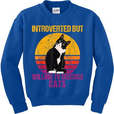 Introverted But Willing To Discuss Cats Kids Sweatshirt