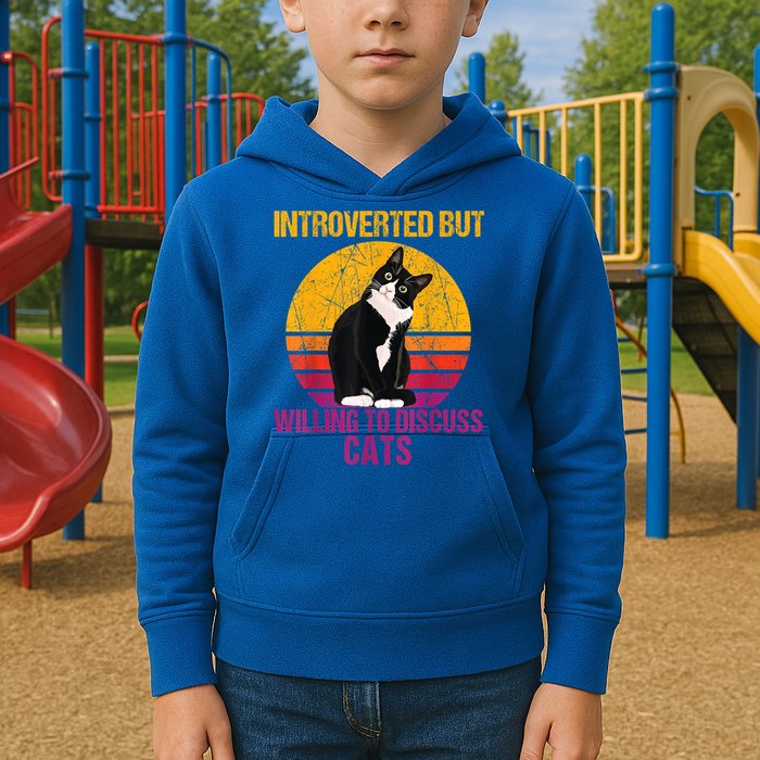 Introverted But Willing To Discuss Cats Kids Hoodie