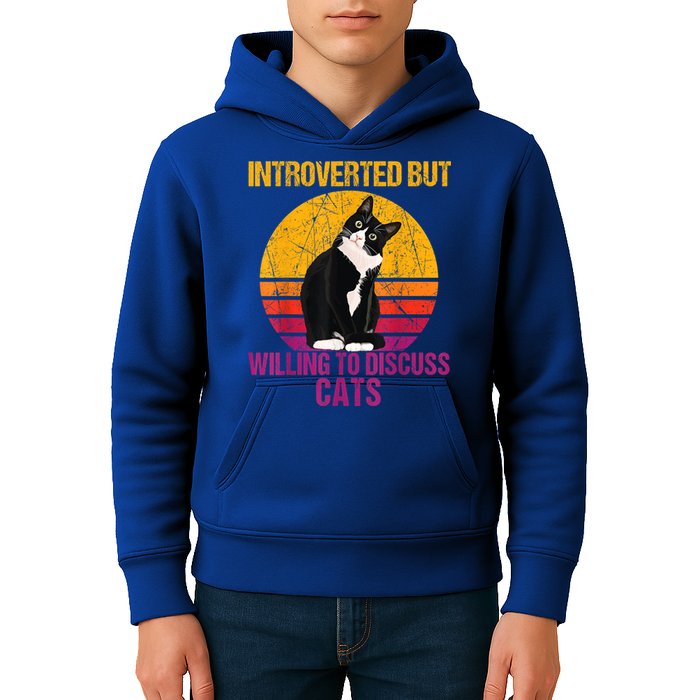 Introverted But Willing To Discuss Cats Kids Hoodie