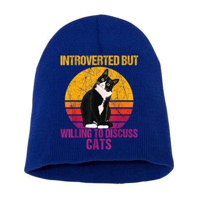 Introverted But Willing To Discuss Cats Short Acrylic Beanie