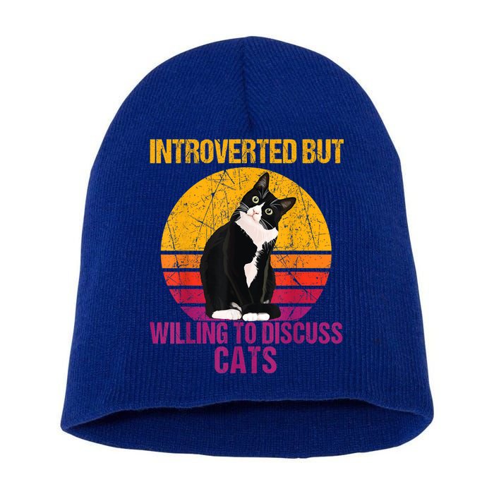 Introverted But Willing To Discuss Cats Short Acrylic Beanie