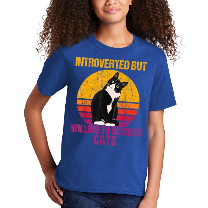 Introverted But Willing To Discuss Cats Kids T-Shirt