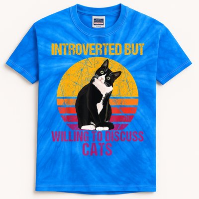 Introverted But Willing To Discuss Cats Kids Tie-Dye T-Shirt