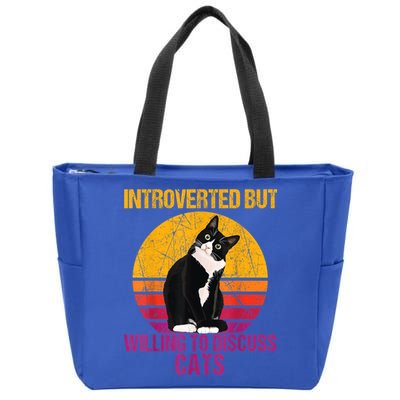 Introverted But Willing To Discuss Cats Zip Tote Bag