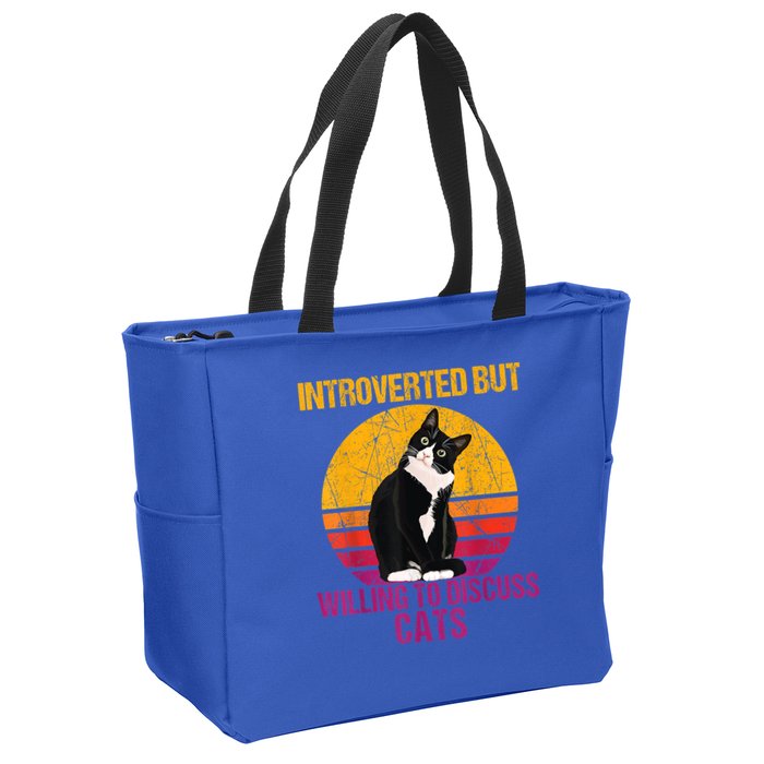 Introverted But Willing To Discuss Cats Zip Tote Bag