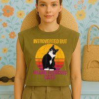 Introverted But Willing To Discuss Cats Garment-Dyed Women's Muscle Tee