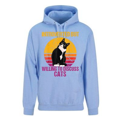 Introverted But Willing To Discuss Cats Unisex Surf Hoodie