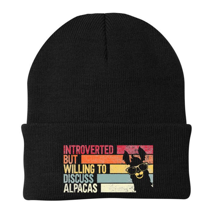 Introverted But Willing To Discuss Alpacas. Funny Alpacas Knit Cap Winter Beanie