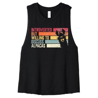 Introverted But Willing To Discuss Alpacas. Funny Alpacas Women's Racerback Cropped Tank