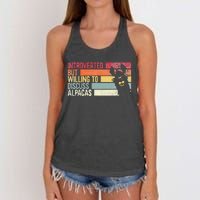 Introverted But Willing To Discuss Alpacas. Funny Alpacas Women's Knotted Racerback Tank