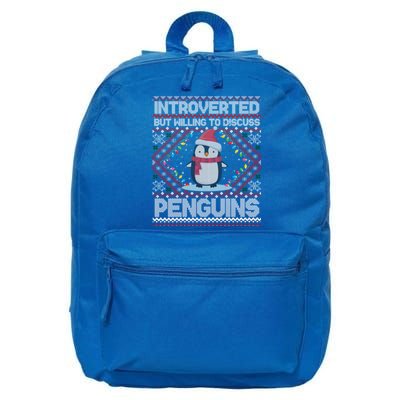 Introverted But Willing To Discuss Penguins Ugly Christmas Gift 16 in Basic Backpack