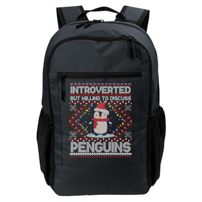 Introverted But Willing To Discuss Penguins Ugly Christmas Gift Daily Commute Backpack