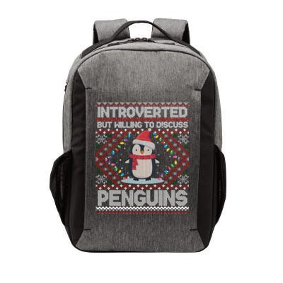 Introverted But Willing To Discuss Penguins Ugly Christmas Gift Vector Backpack