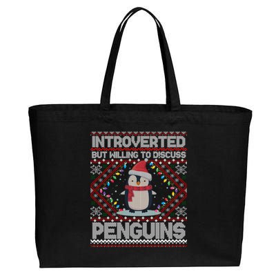 Introverted But Willing To Discuss Penguins Ugly Christmas Gift Cotton Canvas Jumbo Tote